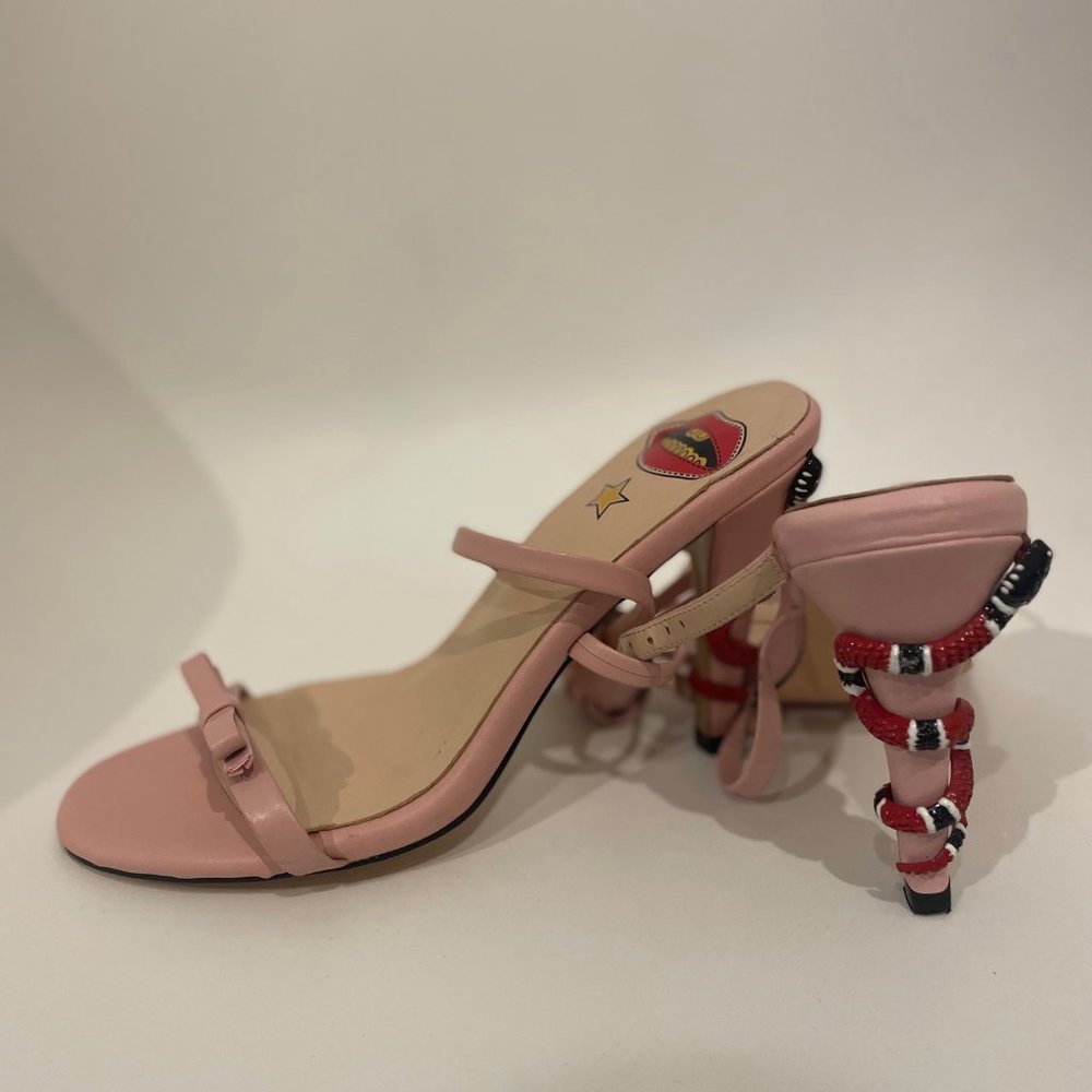 Women's Open Toe Stiletto Heels Cross Contrast-Stitching Band Buckle Str…